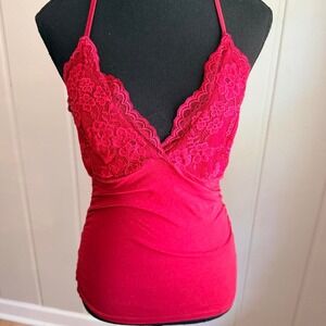 ROMWE Red Lace Halter Top Y2K Coquette Small